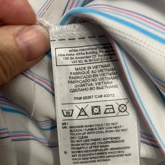 Adidas Clima Cool Golf Tank Top White/Blue Pink Stripe Size - Large - Picture 4 of 4